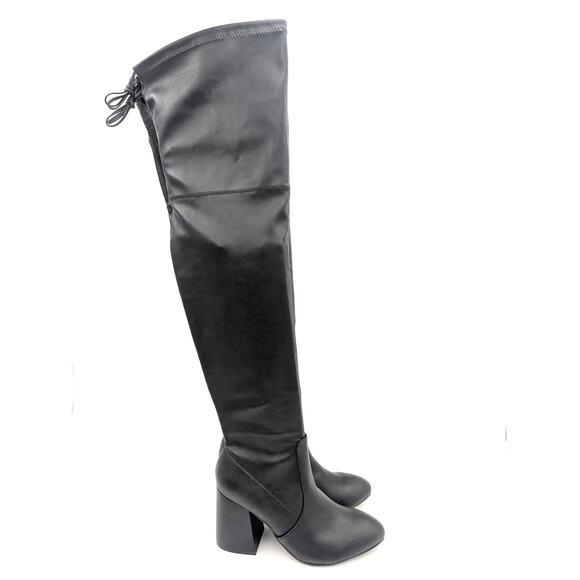 Wild Diva Cross-01 Over The Knee Low Chunky Block Heel Boots Size US5.5 EU36 - Picture 2 of 16